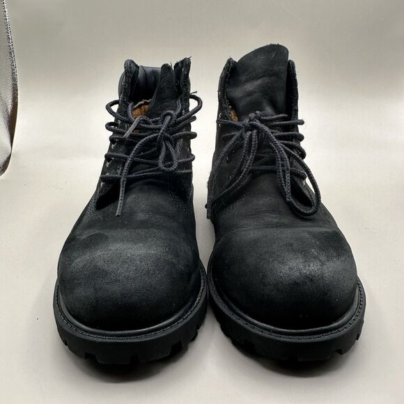 Timberland Boots Junior Boys Size 1 M Black Nubuck Premium 6" Waterproof 12707 - Picture 3 of 9